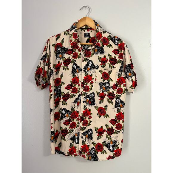Fresh Vibes Short Sleeve Printed Button Down Casual Shirt Mens Size M - Picture 1 of 5